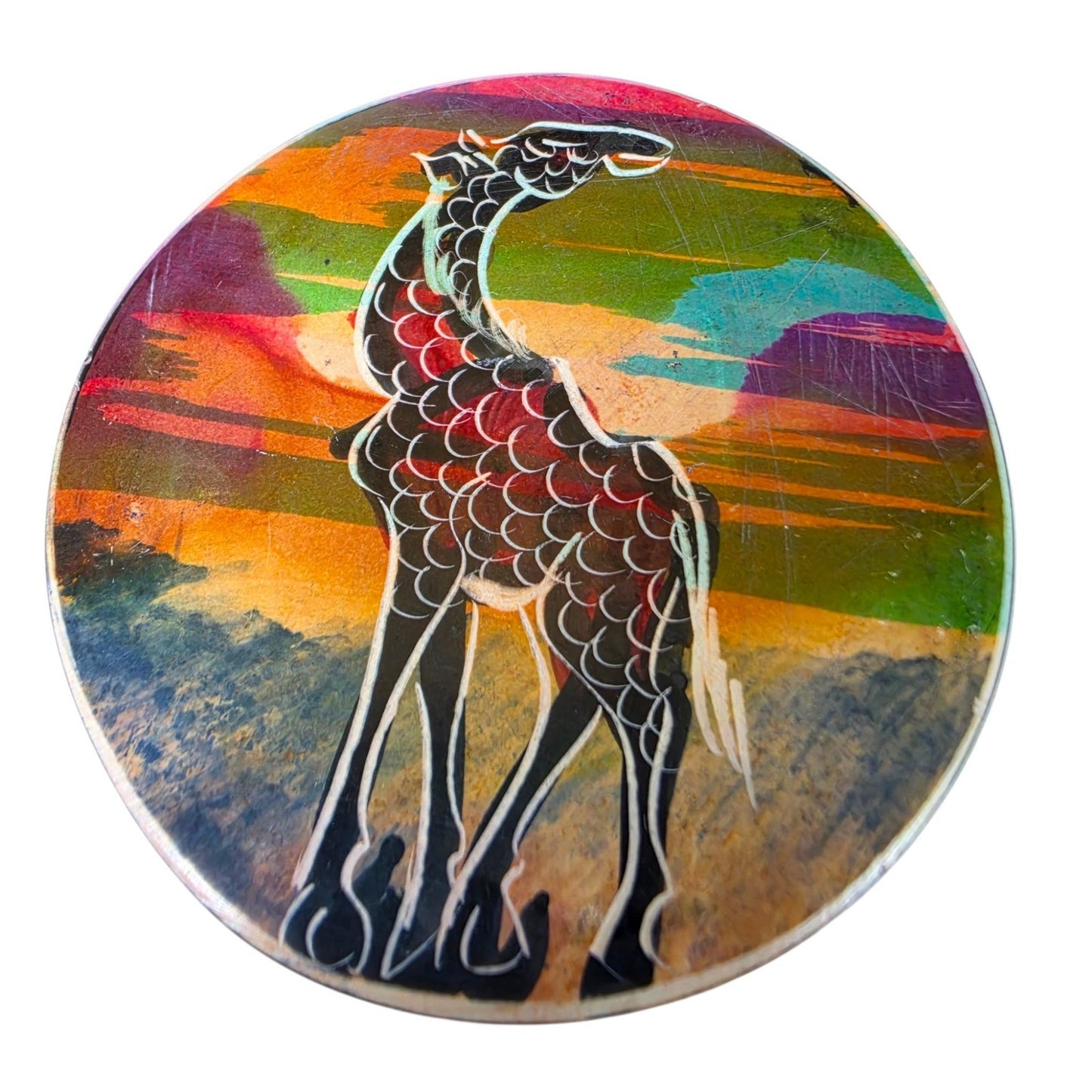 Vintage Serengeti Sunset Soapstone Coasters African Wildlife Holder Set
