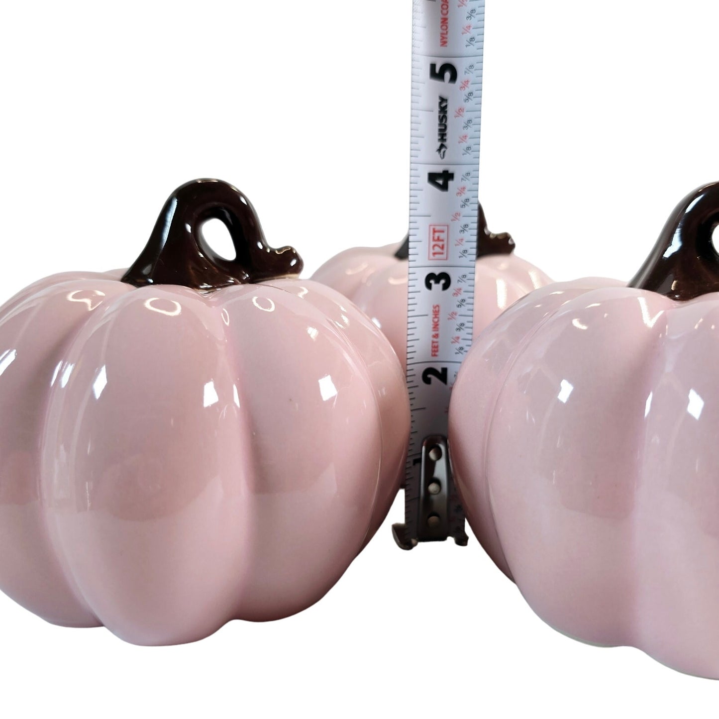 Set of 3 Pale Pink Ceramic Display Pumpkins