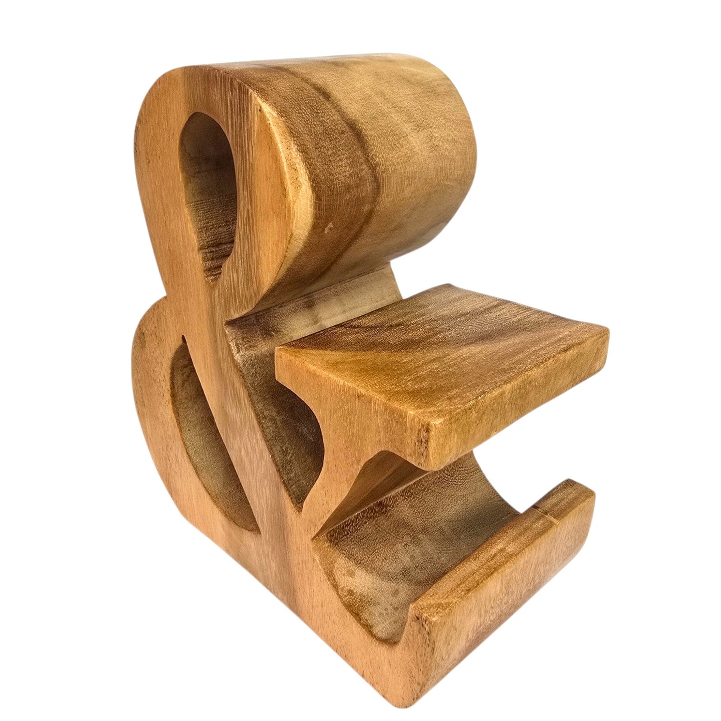 Vintage Hand Carved Wooden Ampersand Sign Large 3D Block Symbol & Bookend