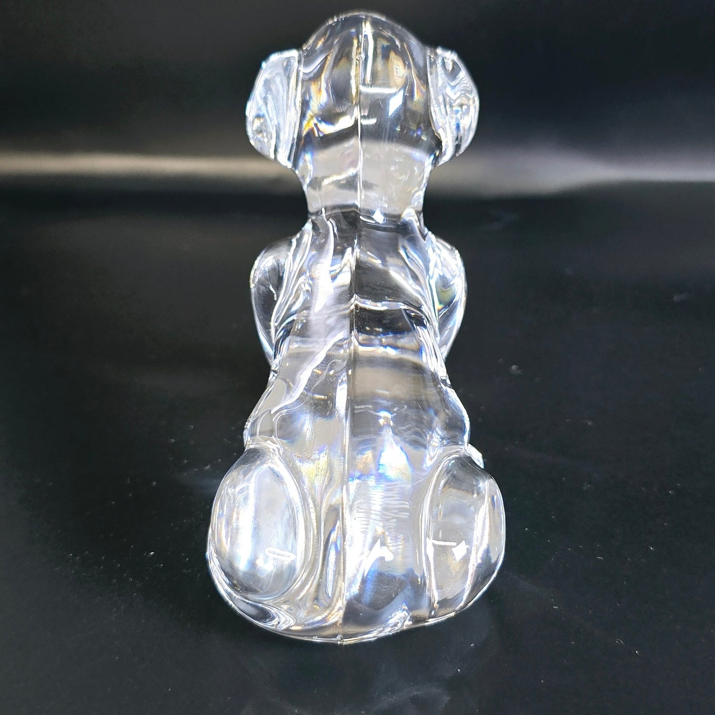 Villeroy and Boch Clear Glass Dog Figurine Paperweight, etched marking