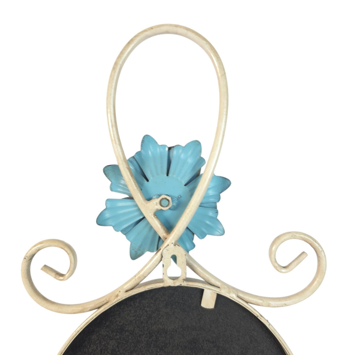 Hobby Lobby Shabby Chic Wall Mirror Distressed Ivory Teal Metal Flower Decor