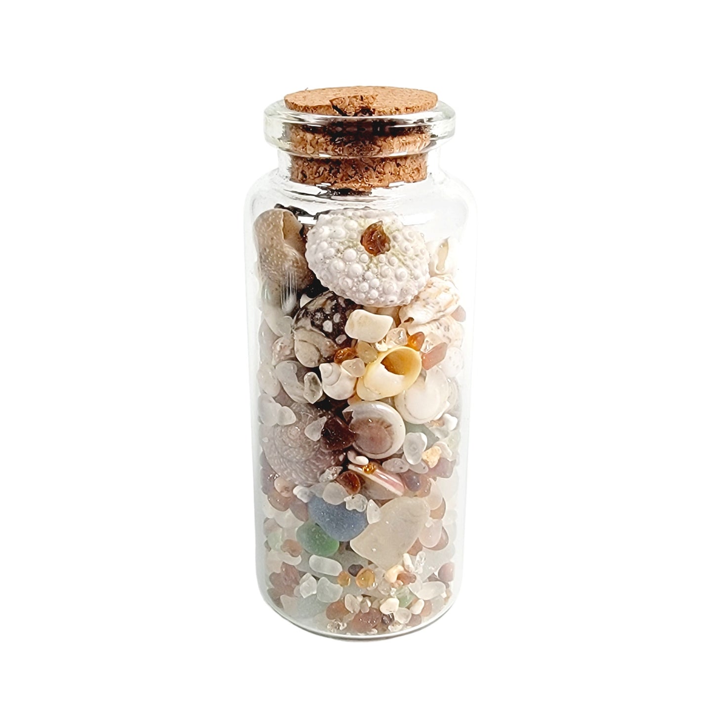 Tiny Shells and Sea Glass in Tiny Jar, Made in California