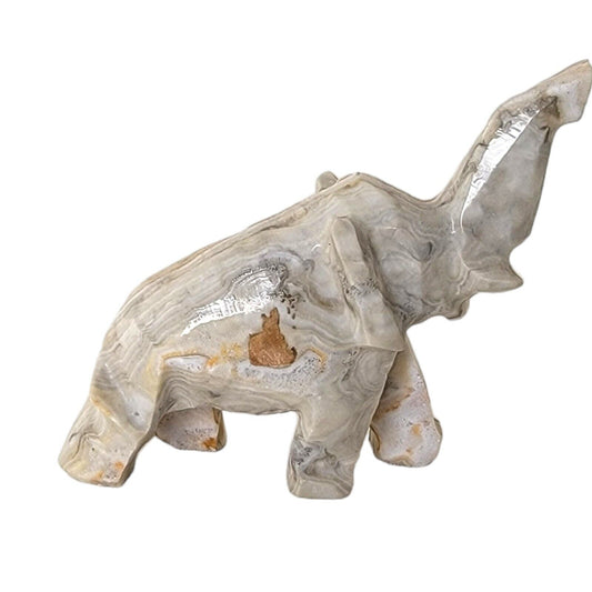 Vintage Hand-Carved Marble Elephant Figurine