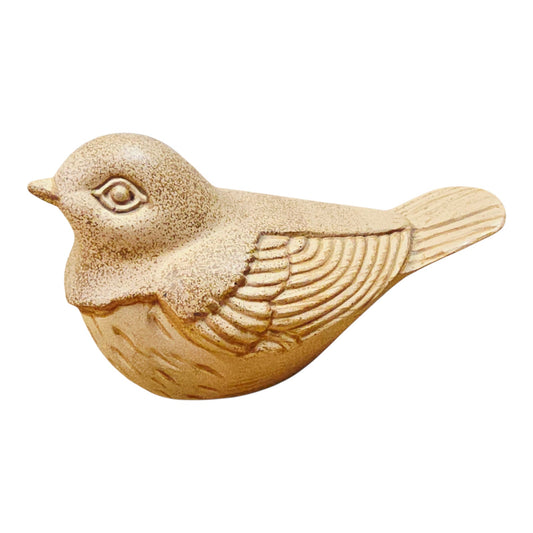 Resin Bird Figurine 4" Blond Wood Stone Look Decorative Sparrow Style Home Decor
