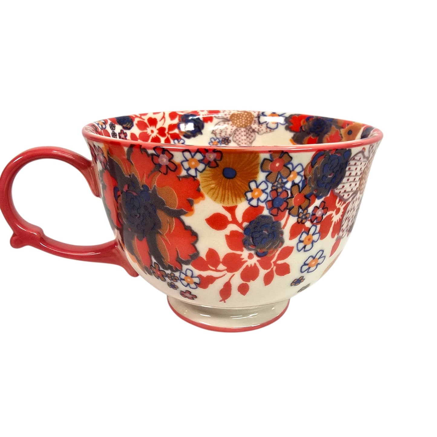 Anthropologie Teatime Monogram C Jumbo Tea Cup Coffee Mug Floral Ceramic Retired