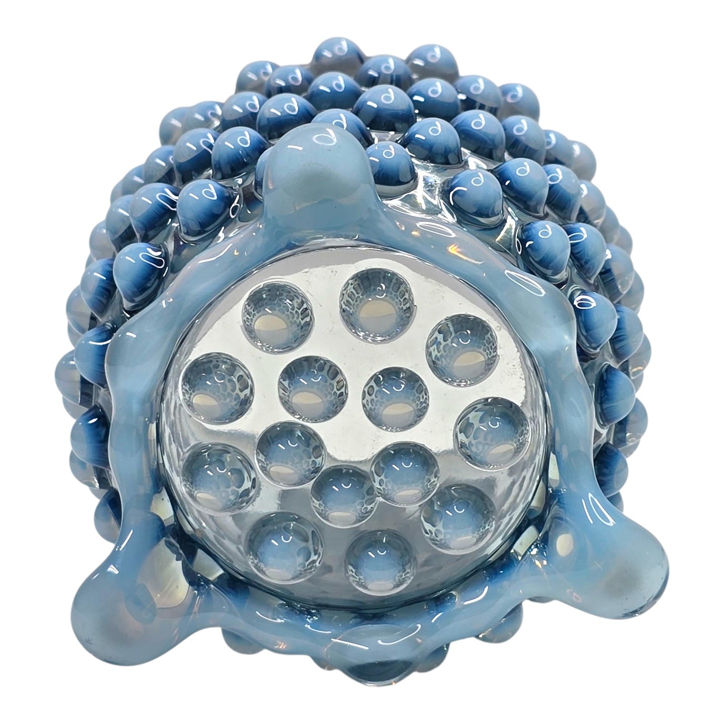 Fenton Blue Opalescent Hobnail Footed Spooner Navy Uranium Reactive Toothpick