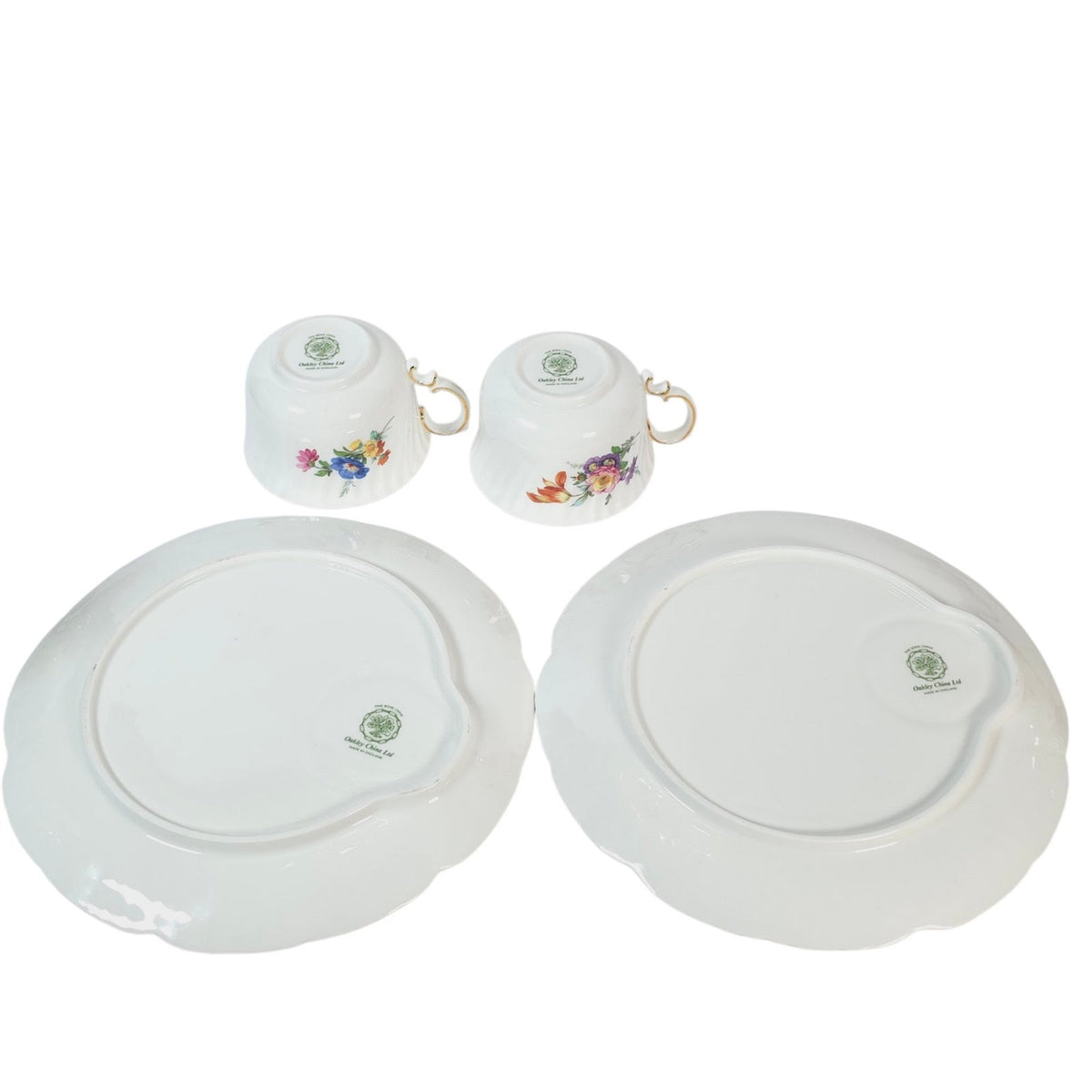 Vintage Oakley England Fine Bone China Floral Tennis Set Cup Snack Plate