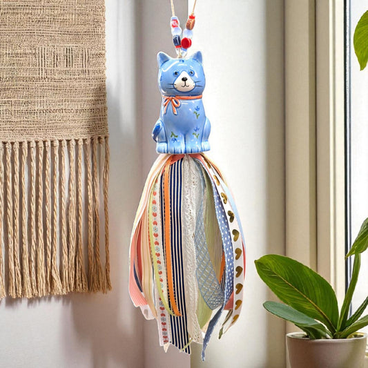 Otagiri Japan Cat Tassel | Upcycled Salt Shaker Hanging Decor Boho Cottagecore