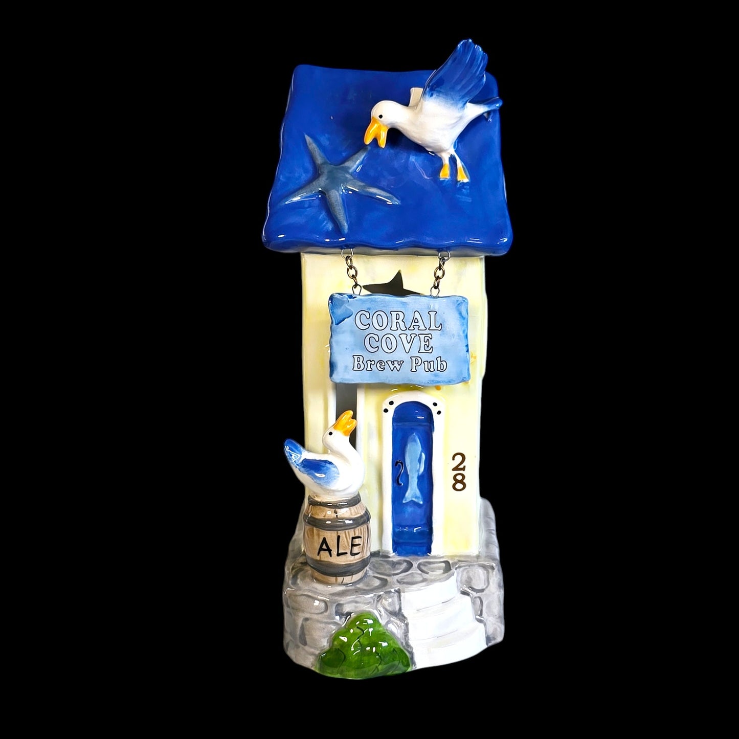 AS IS Blue Sky Pottery "Coral Cove Brew Pub" Tealight House, 2019 Heather Goldminc