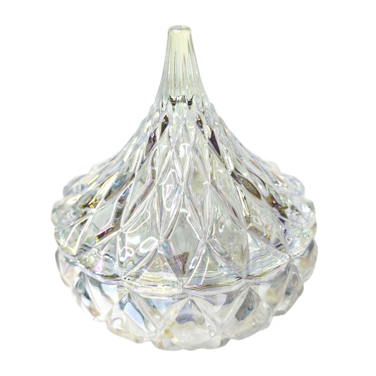 Godinger Hershey's Kisses Iridescent Crystal Candy Dish  5"Opal Diamond Cut Jar