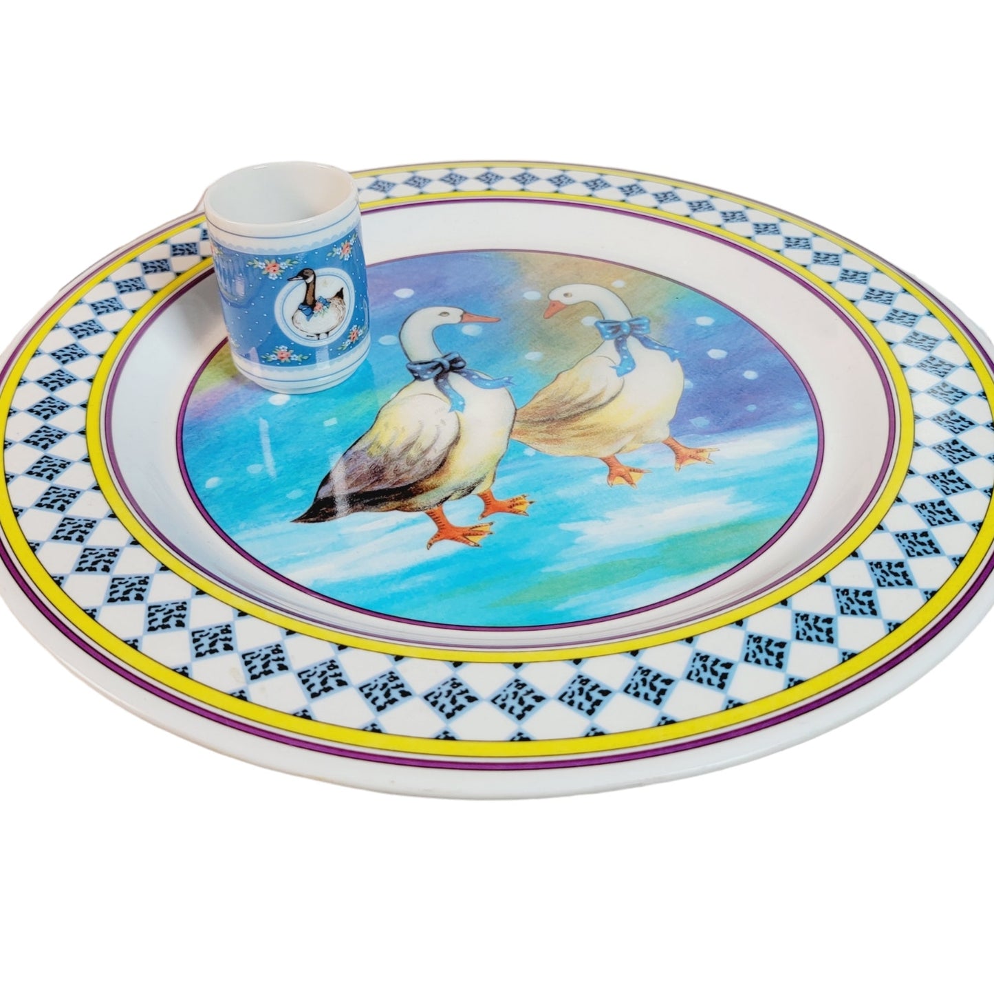 Goose-Themed Melamine Ware Gourmet Design Duck Plates and George Good Goose Tumbler by Fabrizio, Japan