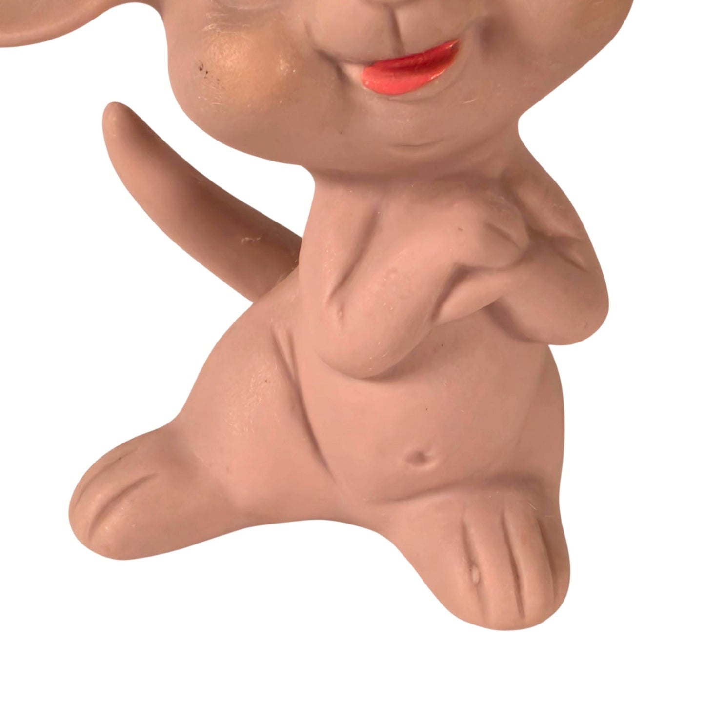 Vintage Kelvin Pink Mouse Figurine Mid Century Bisque Thinking Mouse Kitsch Cute
