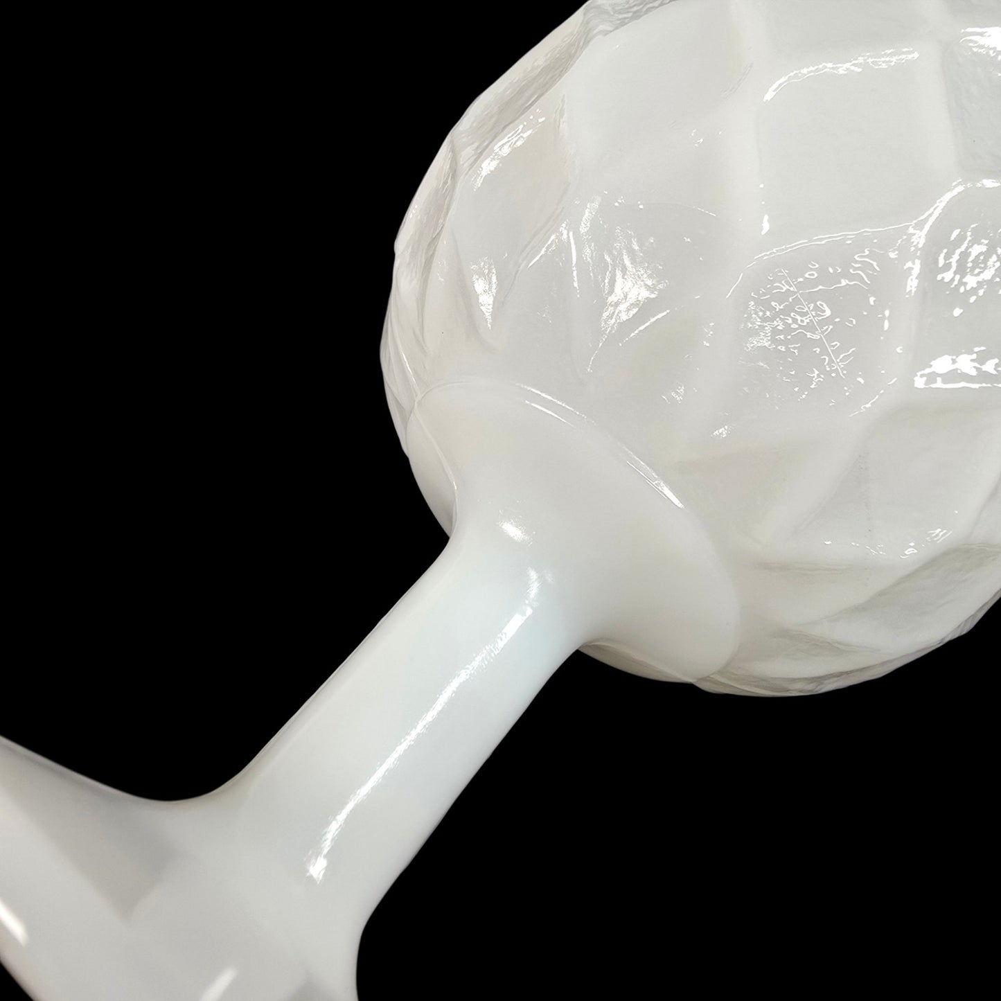 Vintage Milk Glass Pedestal Goblet Diamond Quilt Pattern Vase White Retro