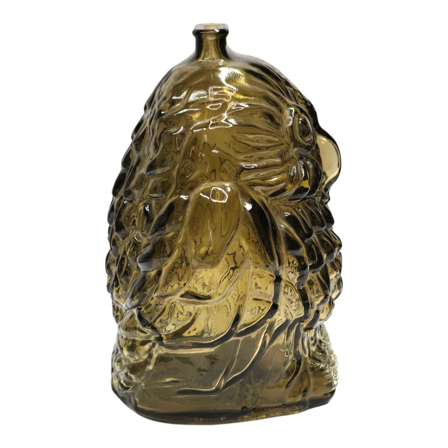 Vtg Anchor Hocking Wise Old Owl Smoke Glass Smoky Topaz Gray Brown Coin Bank MCM