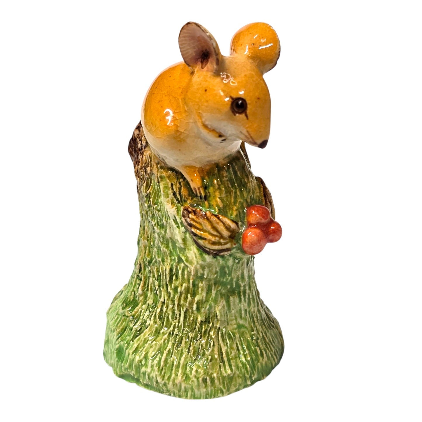 Basil Matthews Mouse on Tree Stump Figurine Signed Vintage Studio Pottery