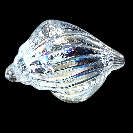 Hand Blown Iridescent Art Glass Sea Shell, Glass Conch Shell