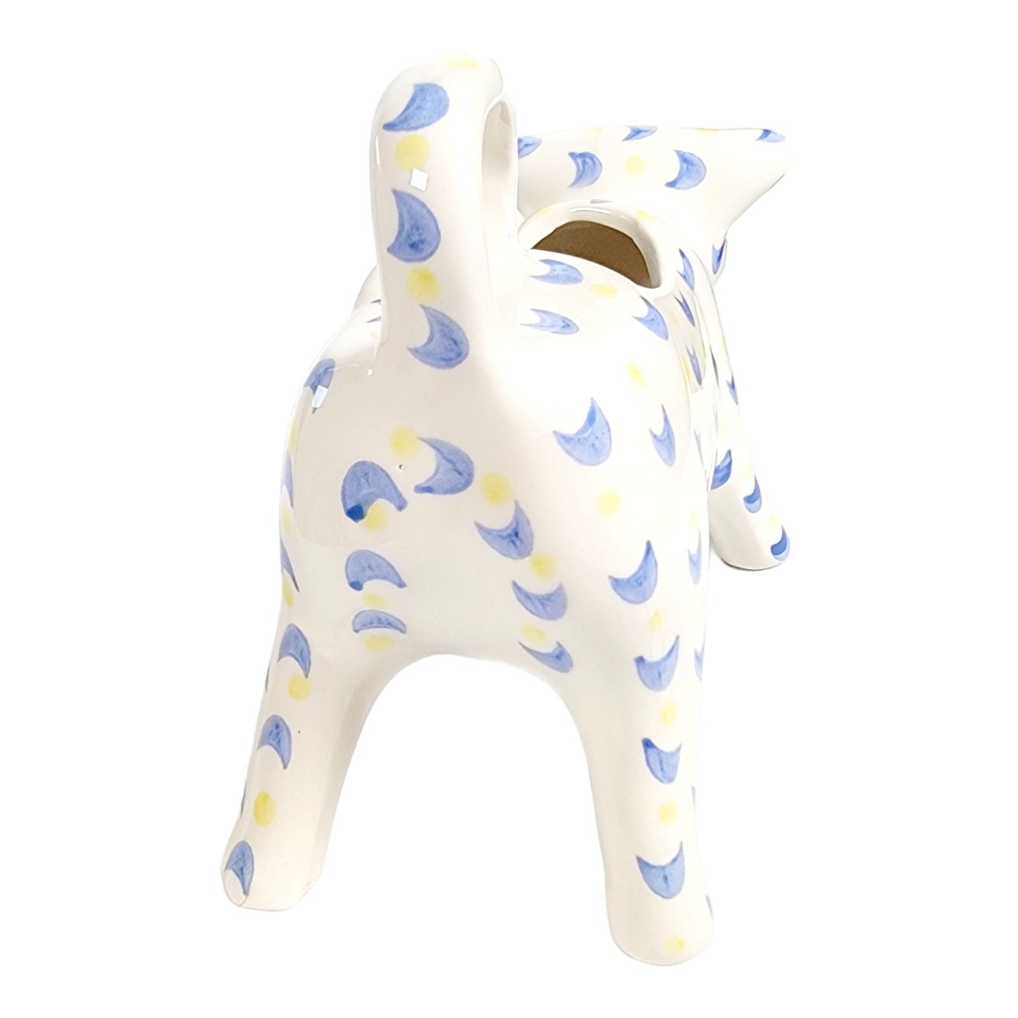 Arlington Designs Blue White Ceramic French Country Cow Creamer, Some Crazing, Small FLAW