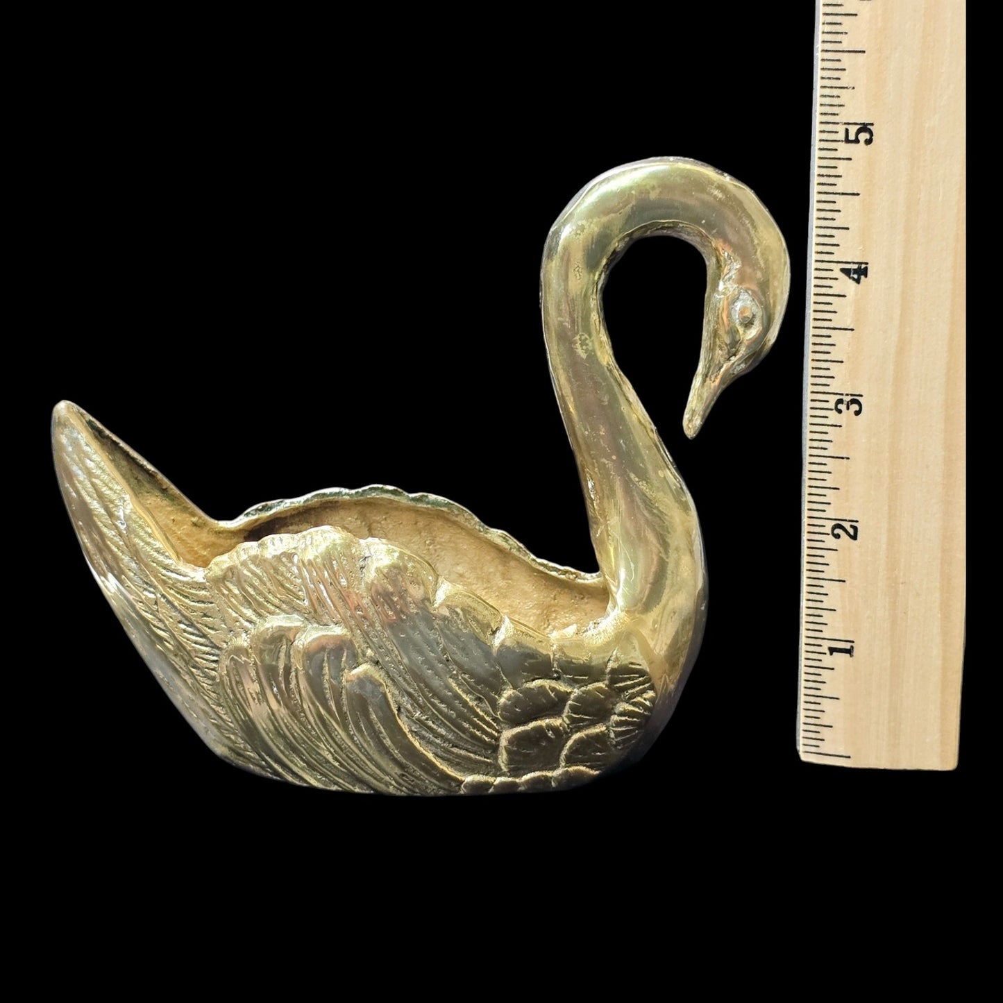 Vintage Brass Swan Planter, Brass Bird, Brass Swan Trinket Holder