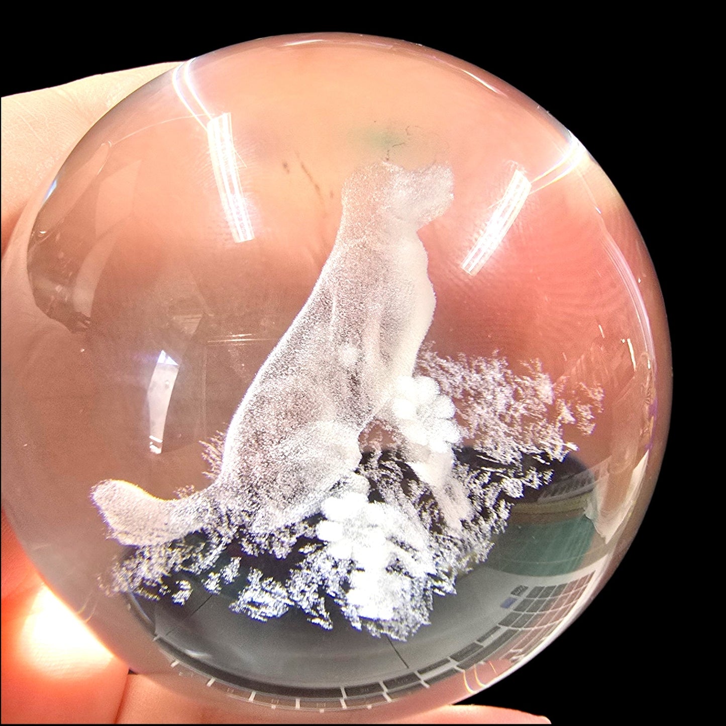 (Reserved for Customer) Lot of 4 Art Glass Orbs Raincloud, Dog, Earth, Solar System + Glass Habitat Base