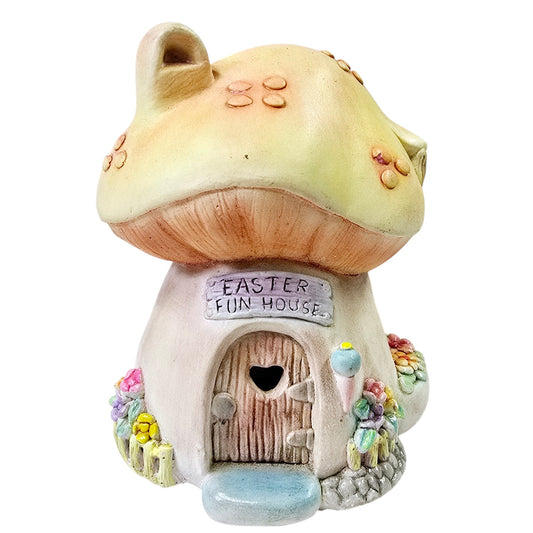 Cottagecore Easter Fairy House - Hand Painted Ceramic Tea Light Holder Signed