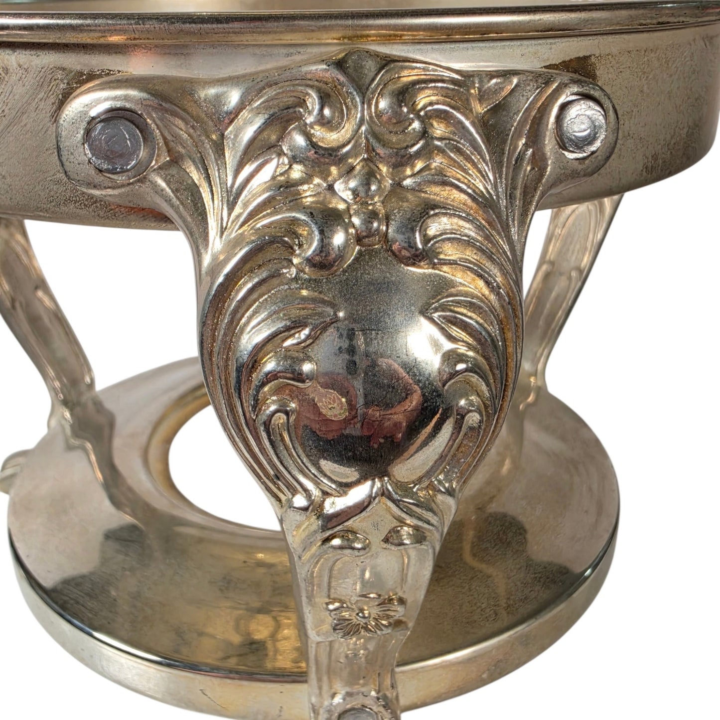 Vintage Silver Plated Plant Stand Cachepot Ring Lion Paw Feet Neoclassic Design