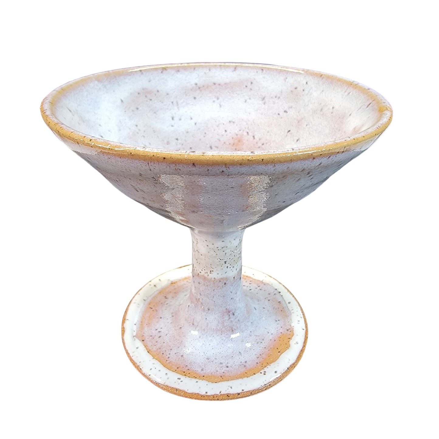 Art Pottery Pedestal Trinket Dish, Signed Art Pottery Goblet, Succulent Pottery Martini