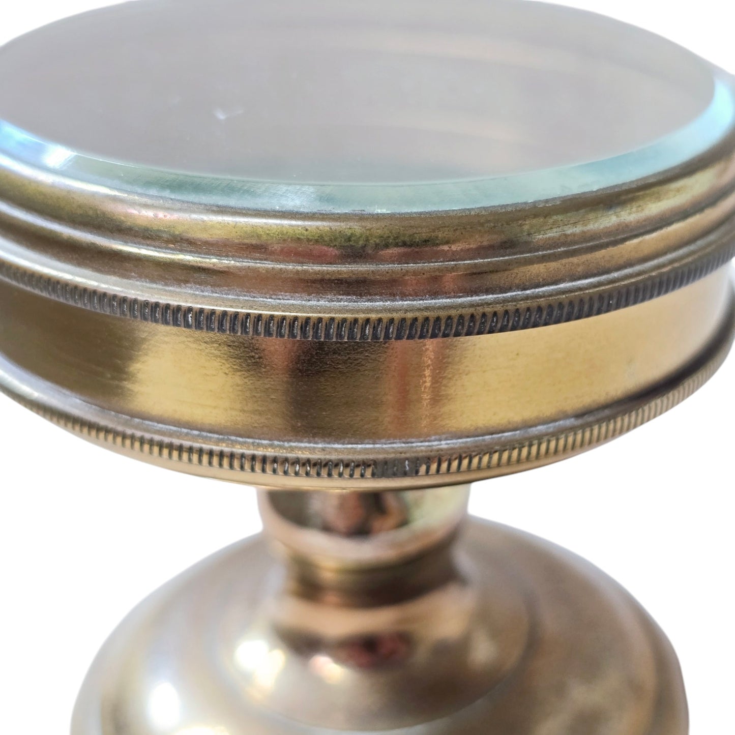 Vintage Desktop Brass Pedestal Display with Glass Lid