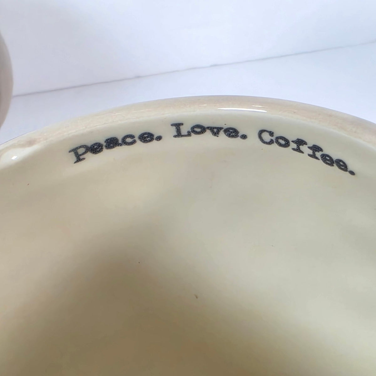 Natural Life Owl Coffee Mugs Set of 2 Peace Love Coffee Cream Colorful