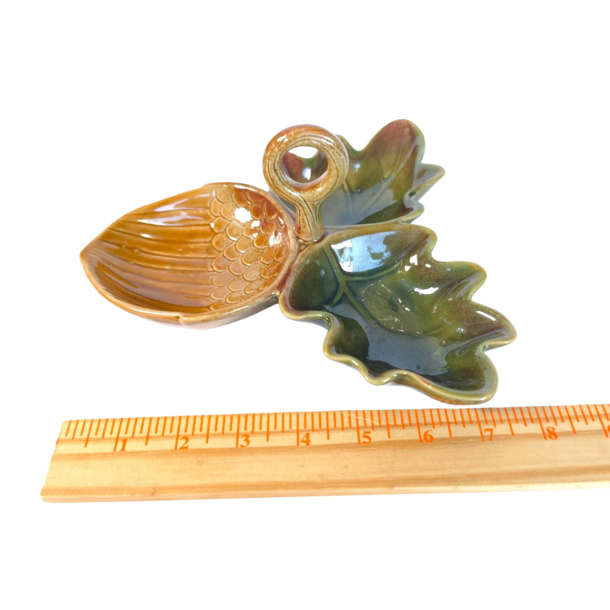 Ceramic Acorn Oak Leaf Divided Nut Candy Dish Fall Serving Tray