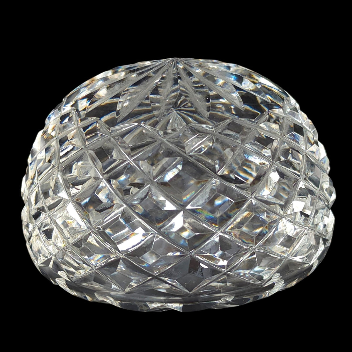 Waterford Crystal Hollow Dome Paperweight Diamond Cut Starburst Signed