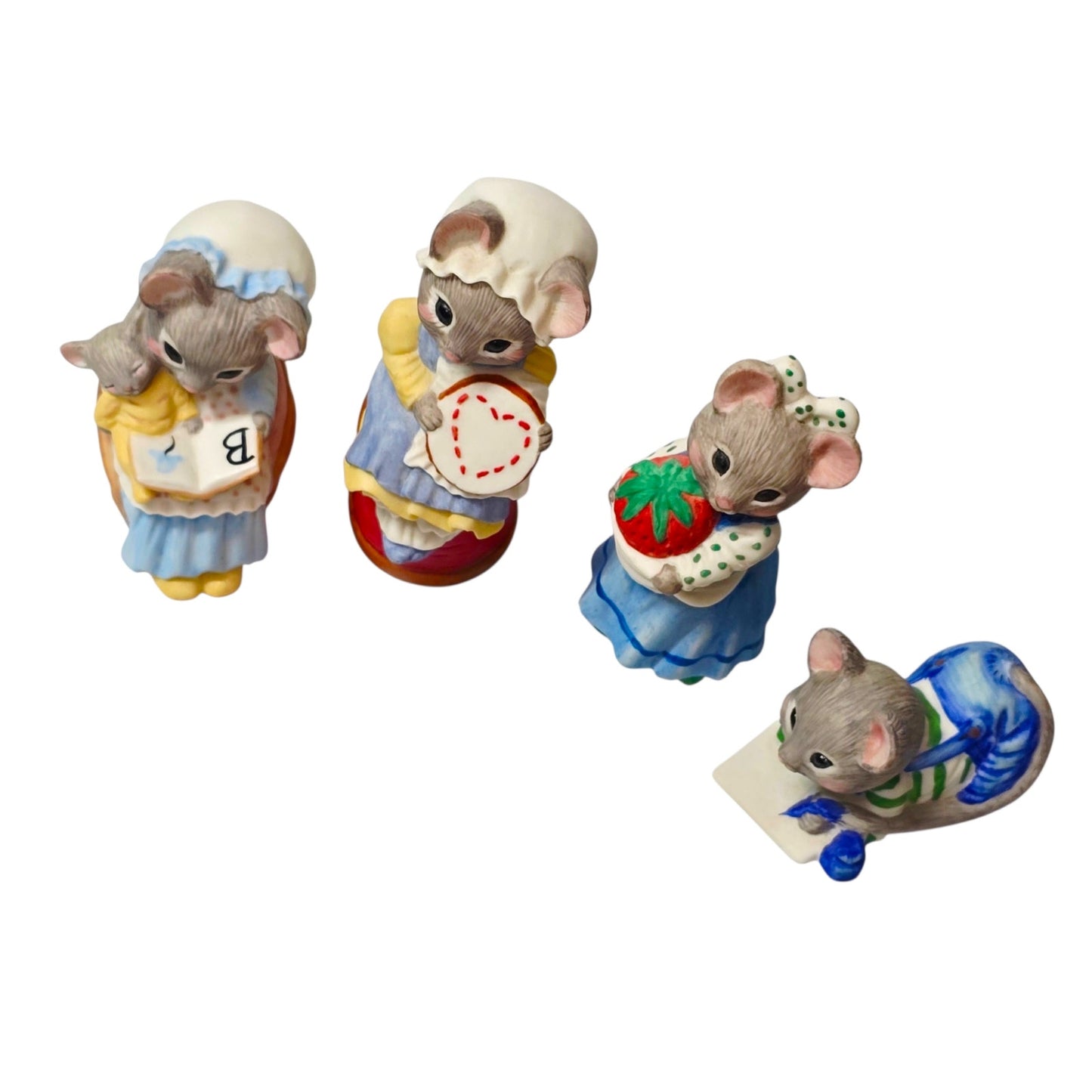 Hallmark Minikins Mouse Figurines Set 4 Vintage Porcelain 1983 Hand Painted