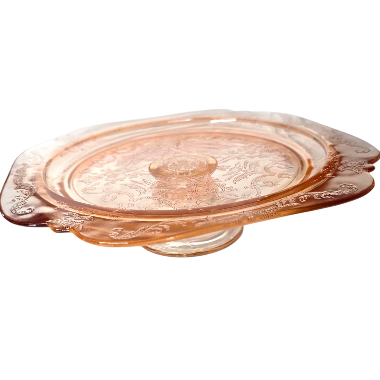 Indiana Glass Pedestal Cake Stand Pink Recollection Madrid Depression Glass
