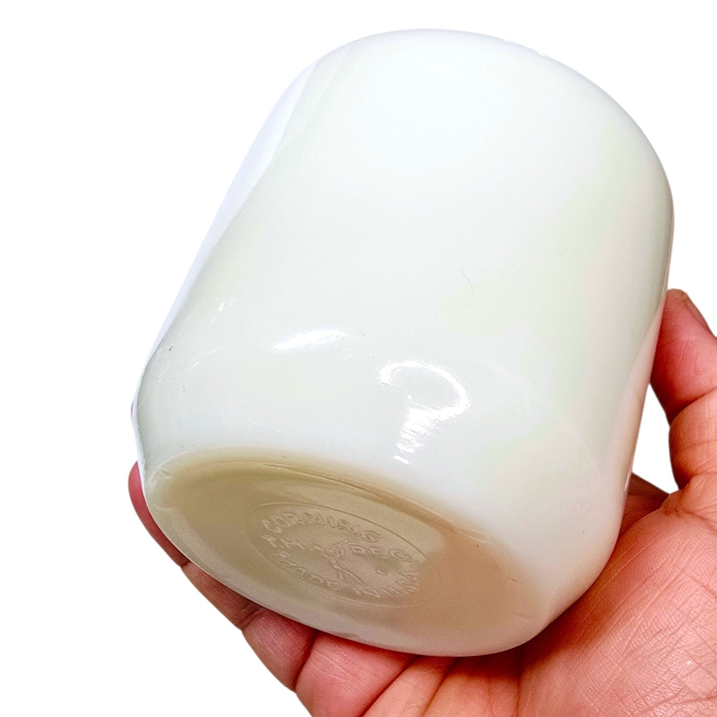 Corning USA Milk Glass Watchman's Navy Hand Warmer Cups Set of 2 No Handle Mug