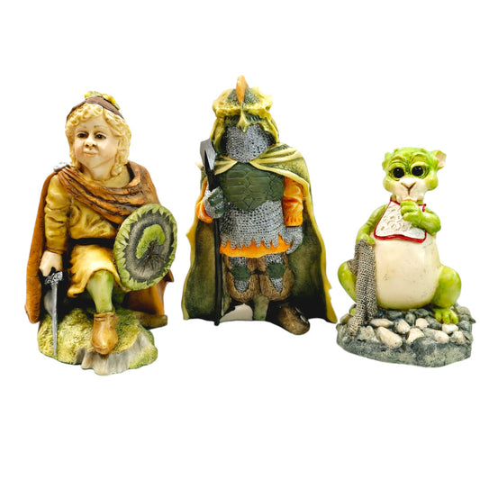 Lot of 3 Lilliput Lane Land of Legend Limited Fantasy Figurines: Aspard, Baby Dragon, Salux the Bold,