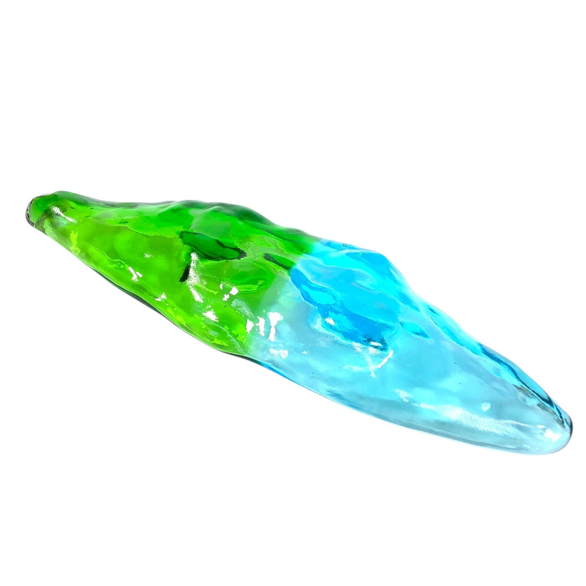 Recycled Sea Glass Console Dish Two-Toned Aqua and Green Long Trinket Tray