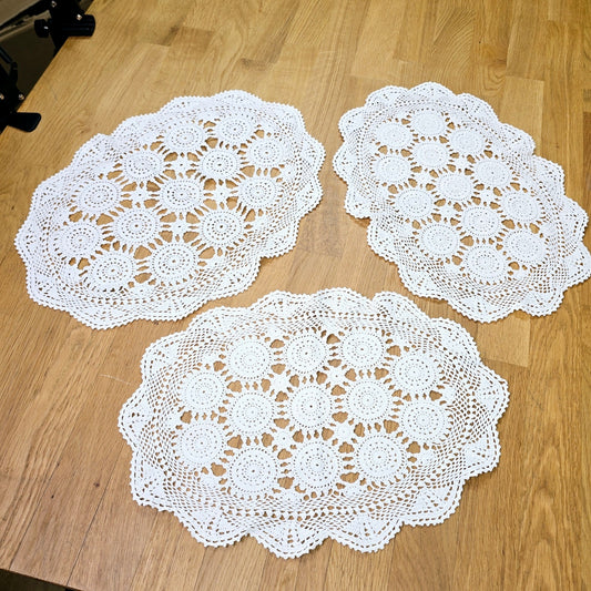 Vintage Assortment of 3 Crocheted Oval Placemats