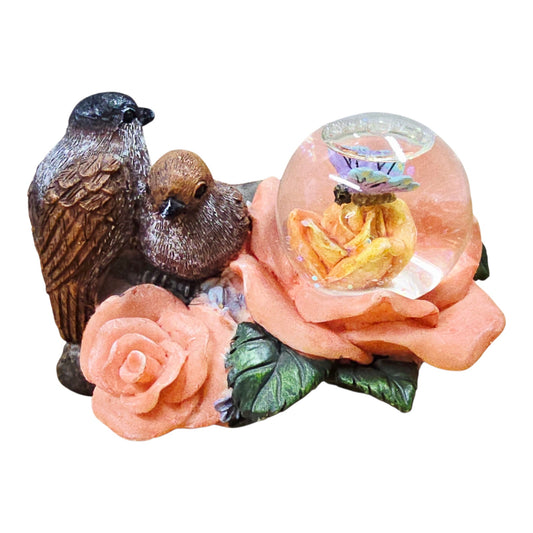 Young’s Inc Resin Bird Rose Figurine Mini Snow Globe Fairy Floral Home Decor