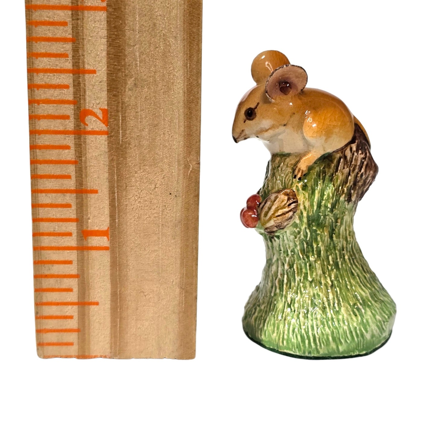 Basil Matthews Mouse on Tree Stump Figurine Signed Vintage Studio Pottery