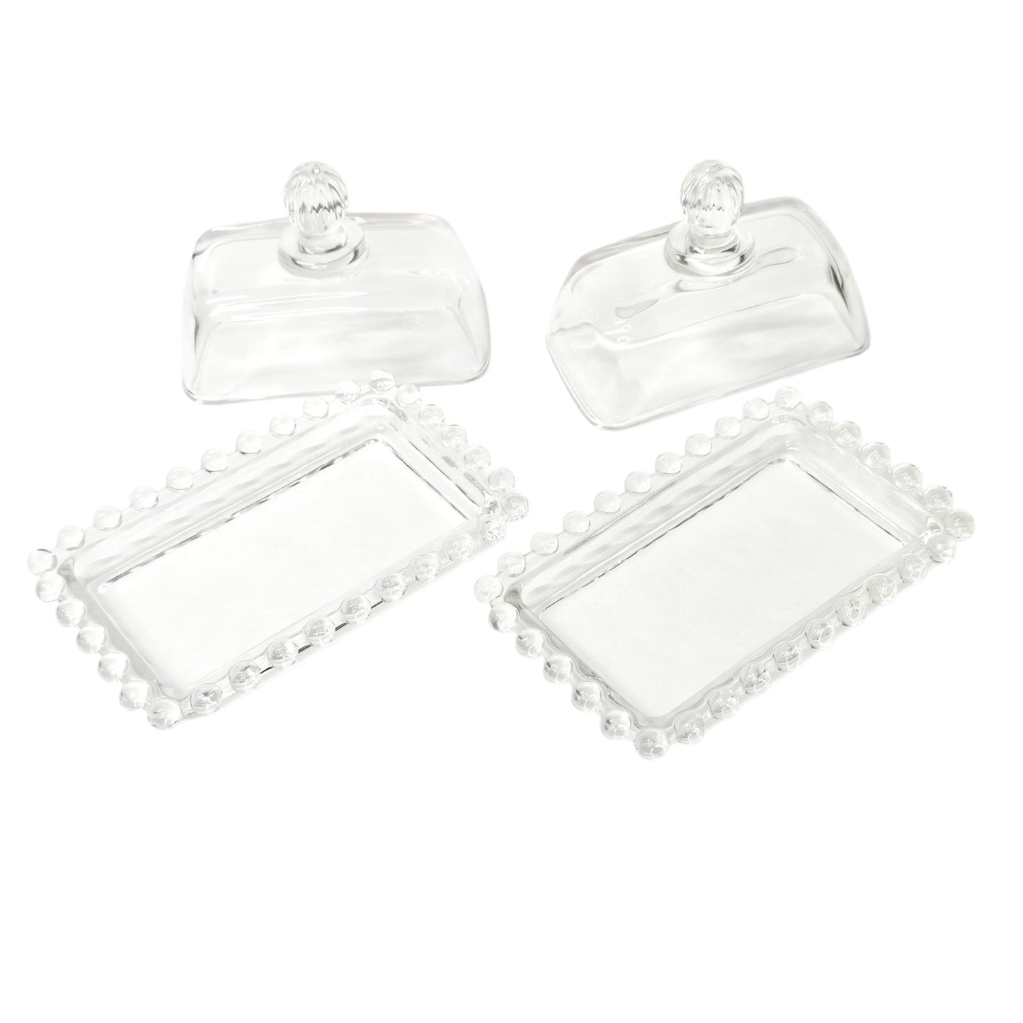 Circleware Mini Glass Butter Dishes - Set of 2 Vintage Style Clear Pressed Glass