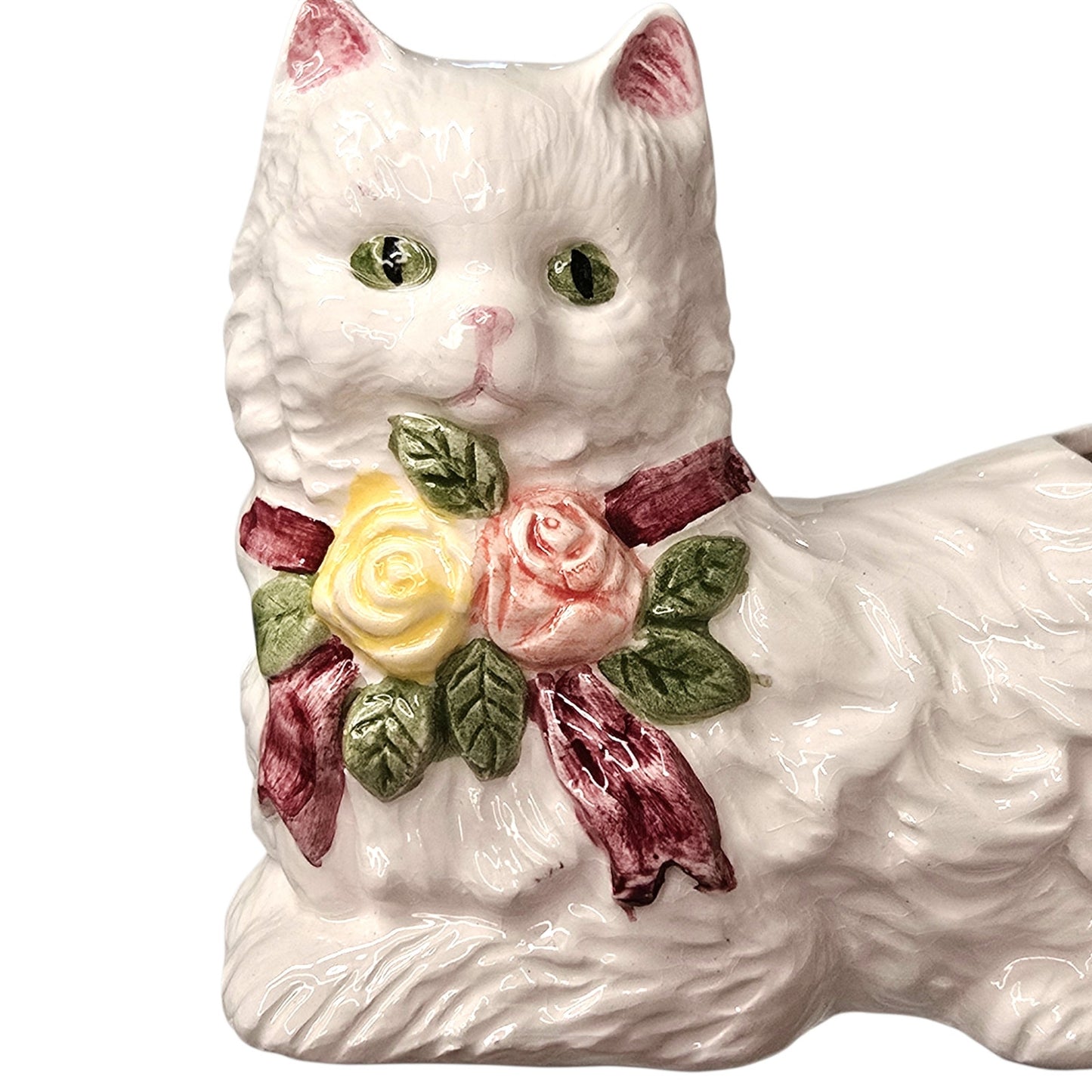 Vintage Artmark White Persian Cat Cosmetic Brush Holder - NIB