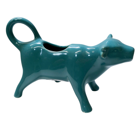 Pioneer Woman Cow Creamer Teal Blue Stoneware Ceramic w/tag