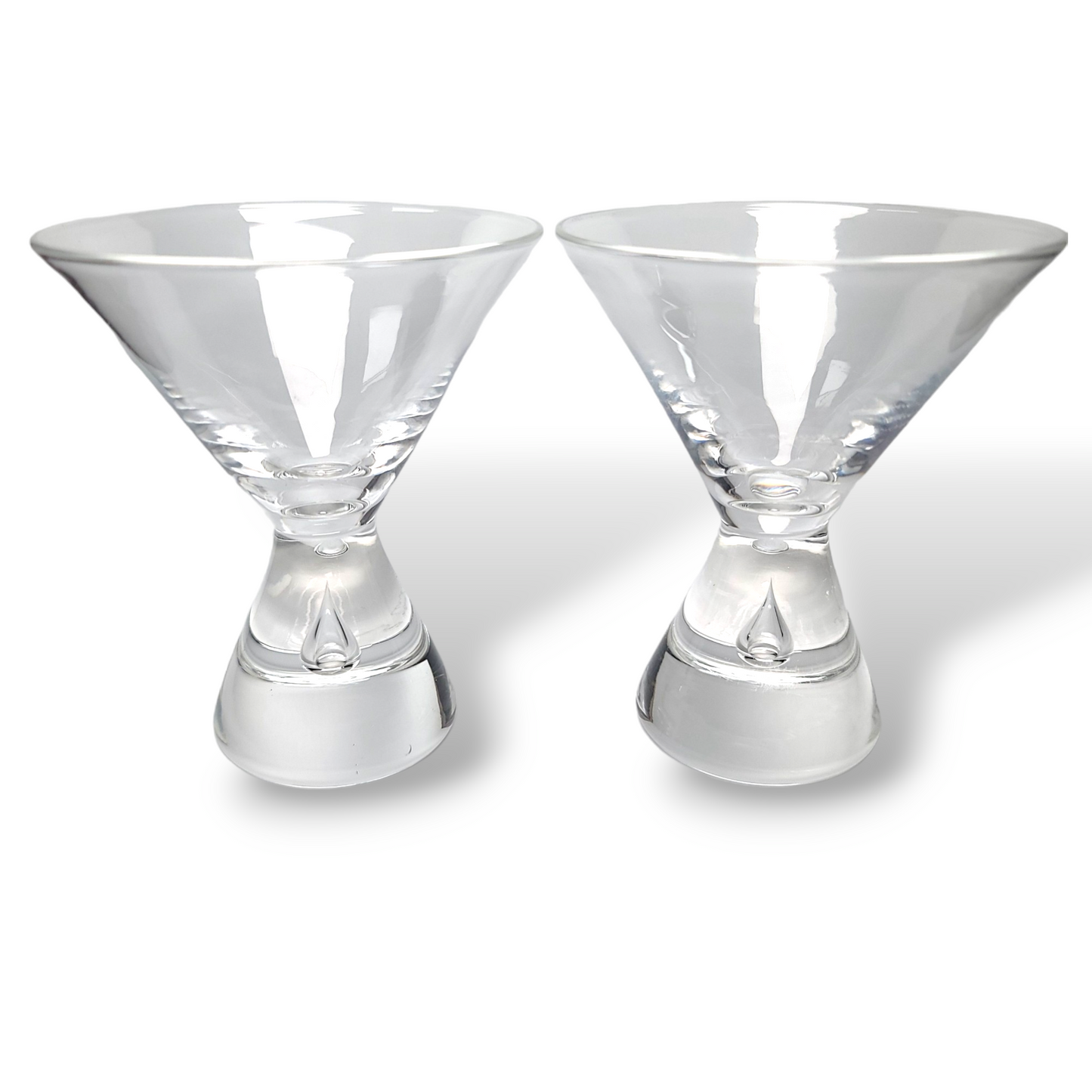 Set of 2 Signed Vintage Steuben Teardrop Glass Cocktail Glasses