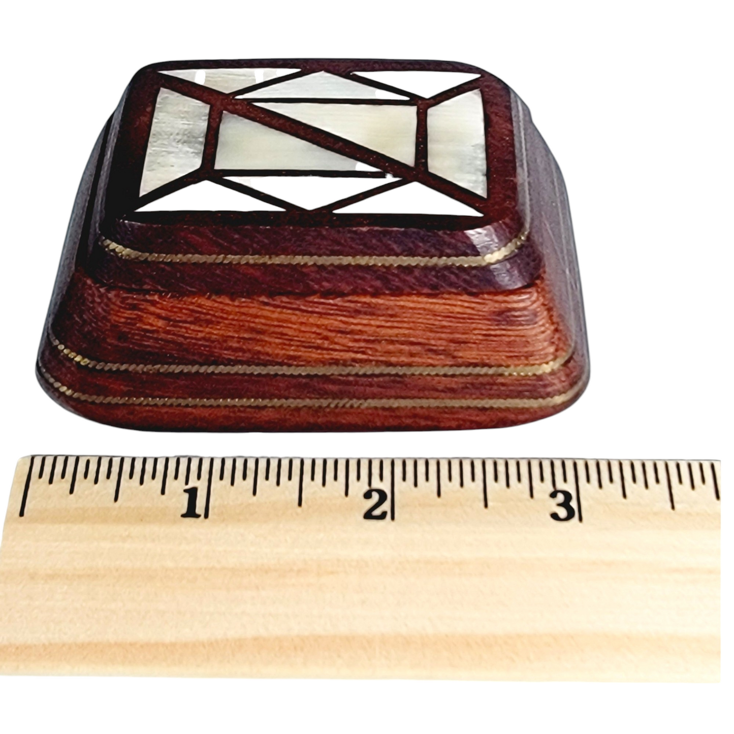 Small Decorative Wooden Trinket Box With Mother of Pearl Mosaic /Marquetry Inlay