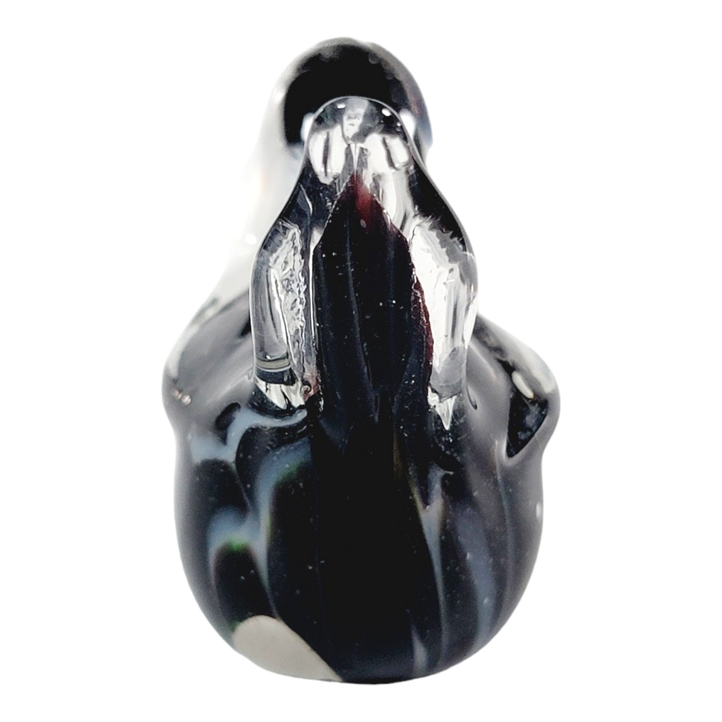 Small Art Glass Magpie Bird Paperweight Handblown Glass Black and White Magpie, Art Glass Bird