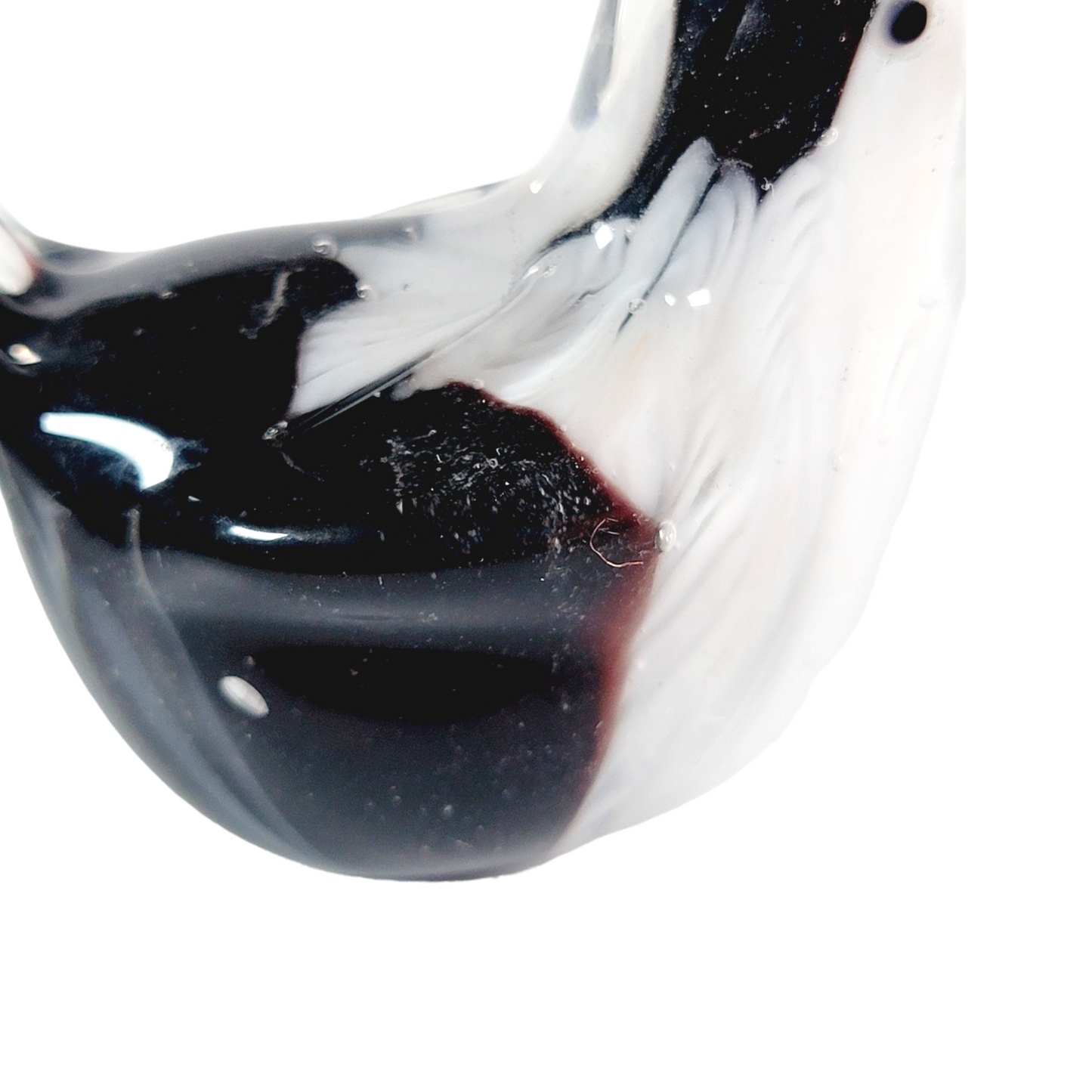 Small Art Glass Magpie Bird Paperweight Handblown Glass Black and White Magpie, Art Glass Bird