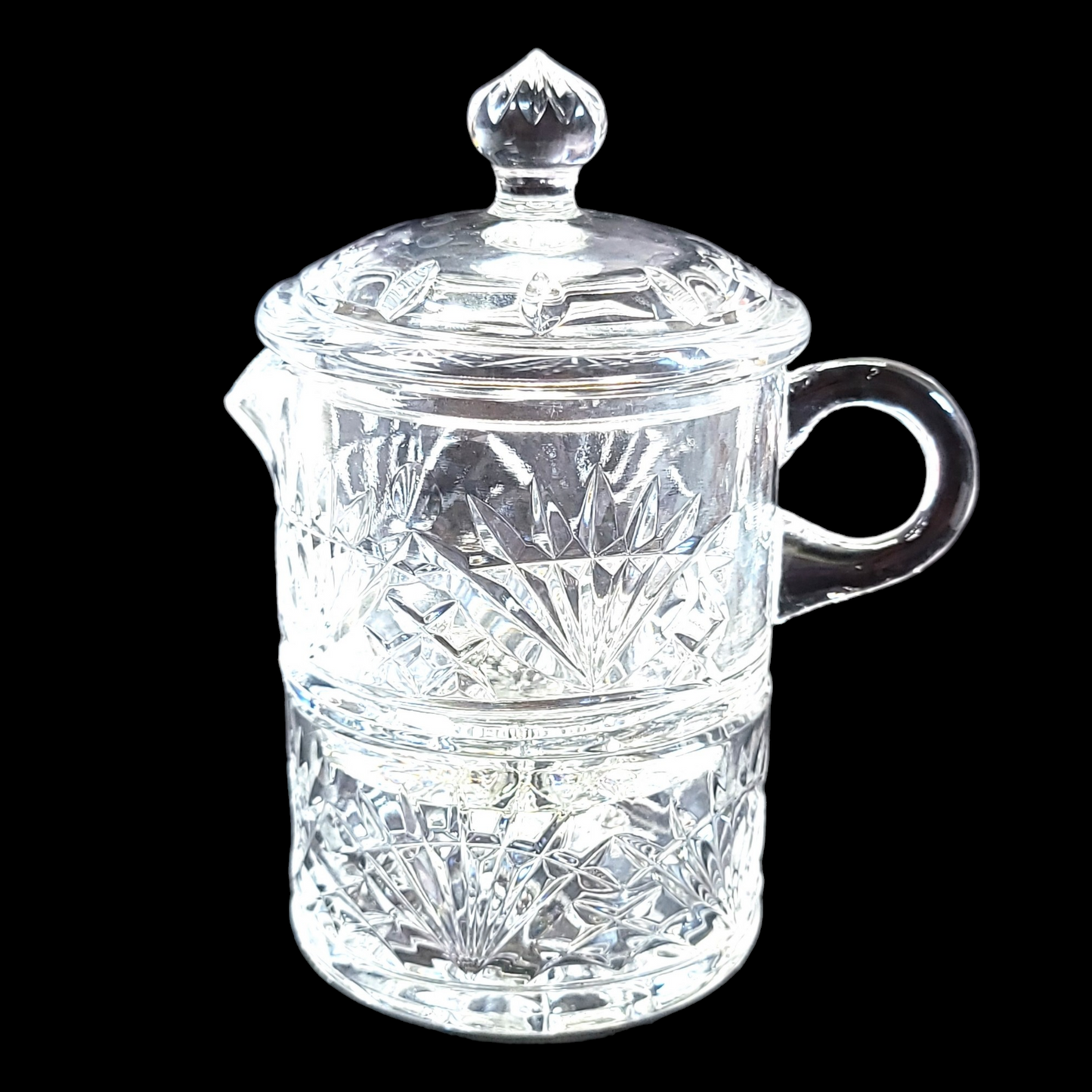 Shannon Crystal Stackable Creamer & Sugar with Lid, Irish Design Crafted in Poland, Cut Design