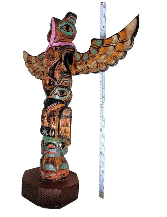 Alaska Black Diamond Hand-Crafted Ray Moore Cedar Totem "Halibut Stew"