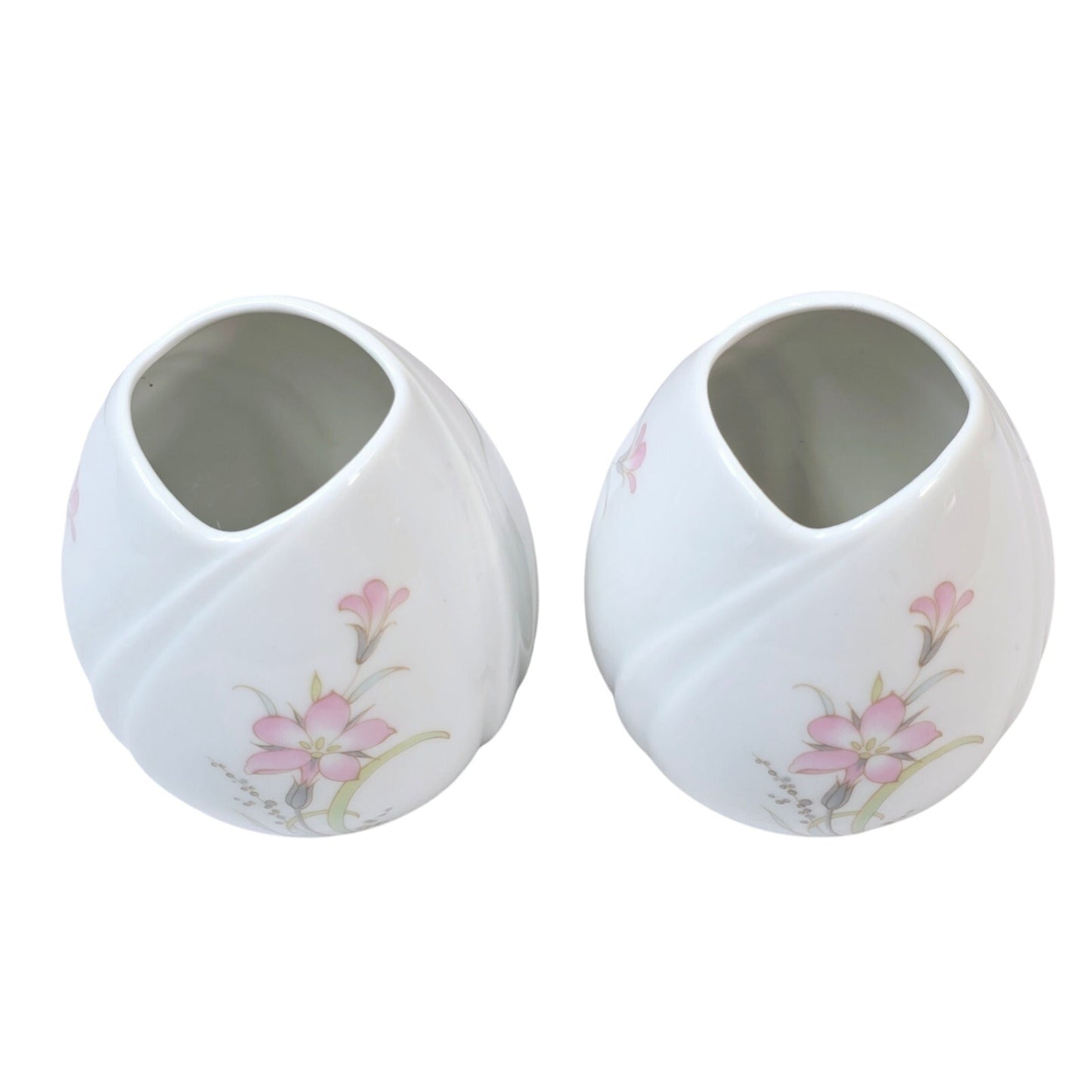 Set of 2 Porcelain Arzberg Tulip Vases Germany, Tulipano Vase, Egg-Shaped Vase