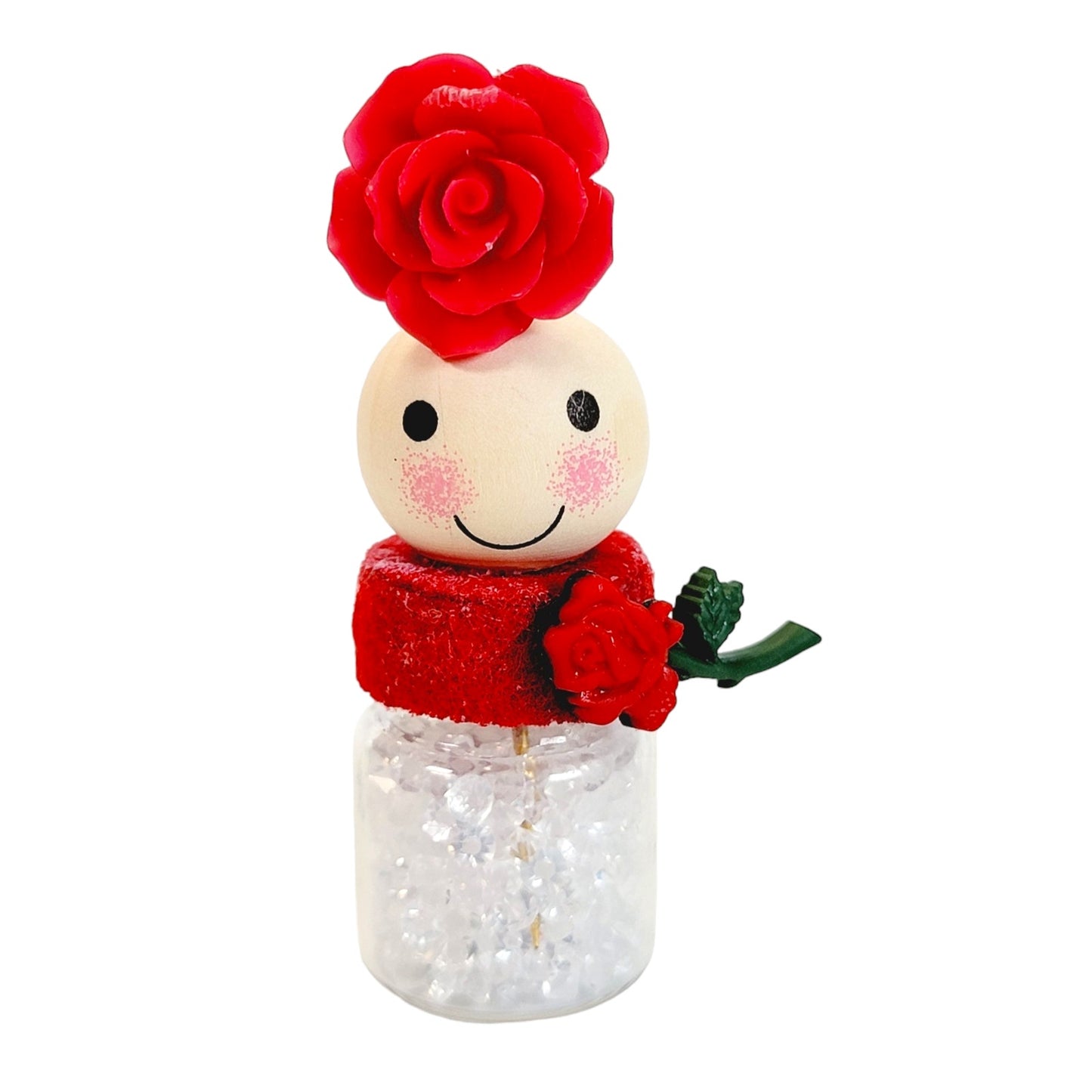 Red Flower Sparkly Single Hat Pin Holder