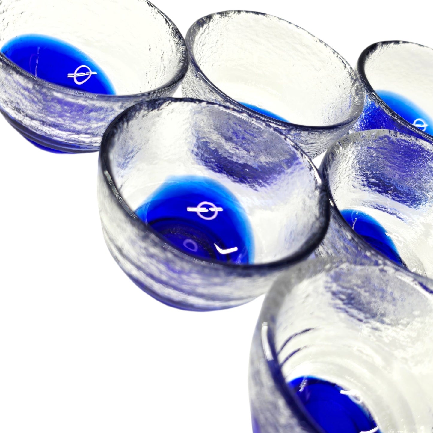 6 Bormioli Rocco Hand Blown Open Salts / Sauce Dishes Italian Cobalt Blue Glass